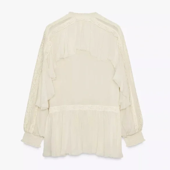 ZARA ZW COLLECTION LACE RUFFLE BLOUSE